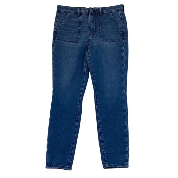 American Eagle Womens Jeans Size 8 High Rise Jeggings Cargo Straight Blue Denim - Picture 1 of 16